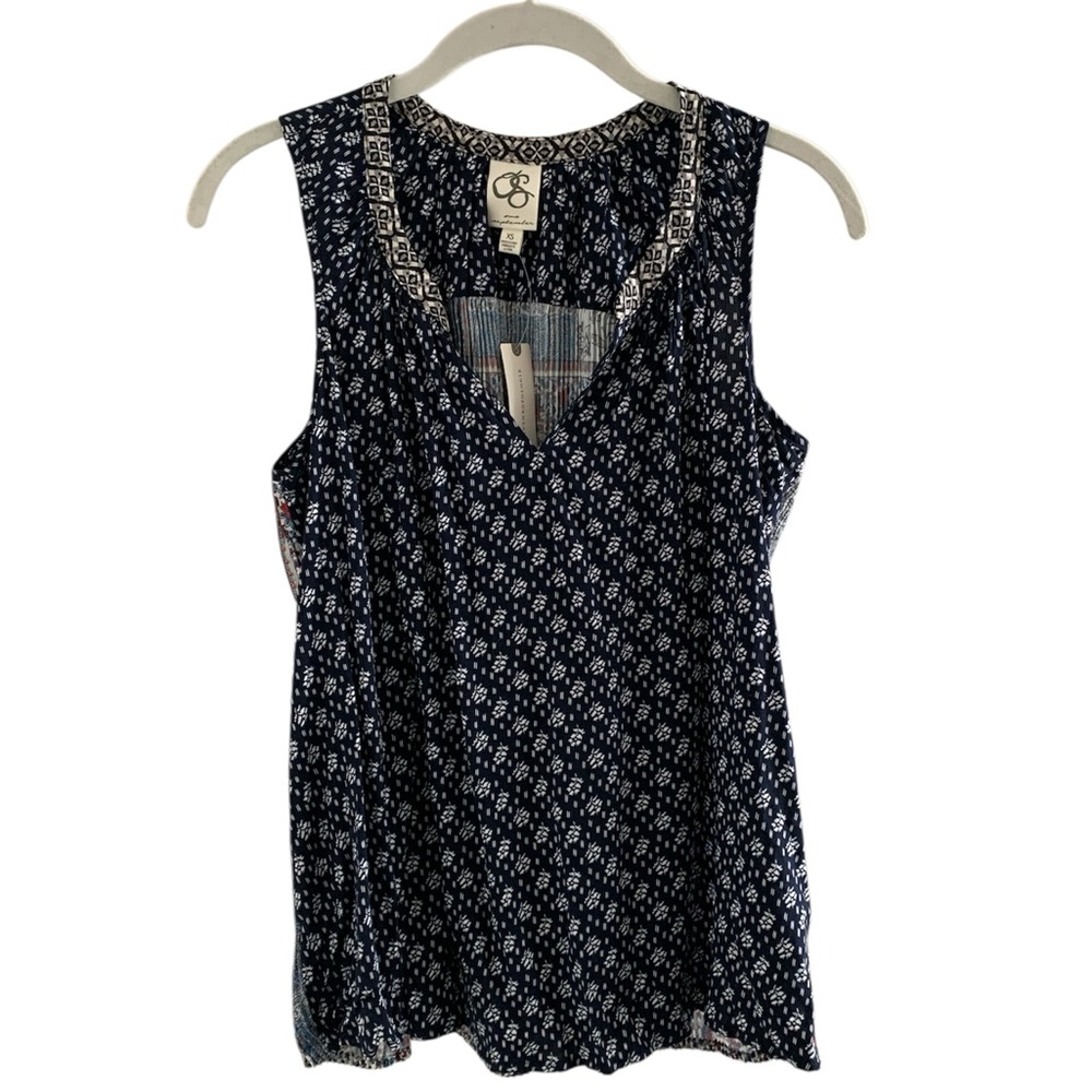 Anthropologie One September Navy Floral Tank - New